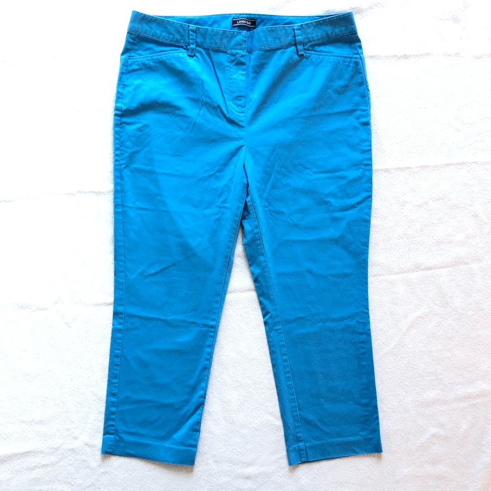 Land’s End Cropped Chinos Mid Rise Slim Leg Blue